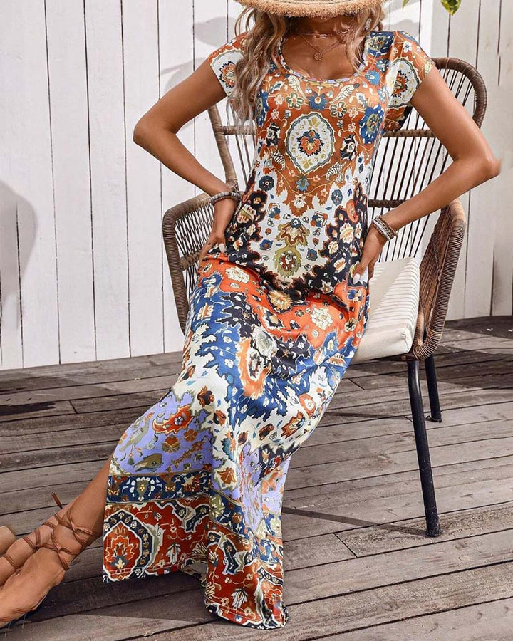 Vestido Largo Veraniego Estampado con Aberturas