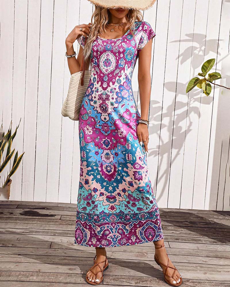 Vestido Largo Veraniego Estampado con Aberturas