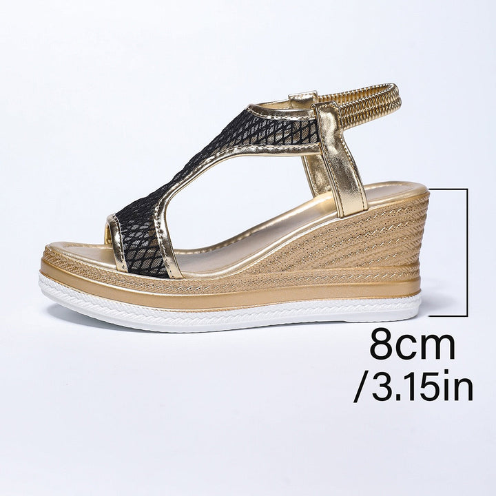 Elegantes sandalias sin cordones para mujer con tacón de cuña