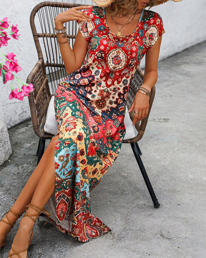 Vestido Largo Veraniego Estampado con Aberturas