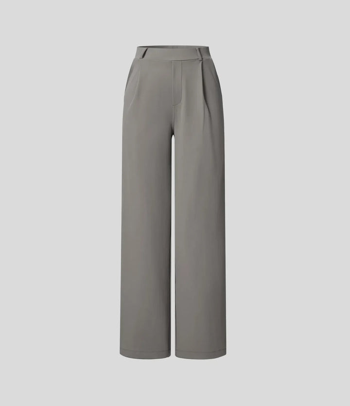 Pantalón Elegante Pierna Ancha De Tiro Alto Mujer