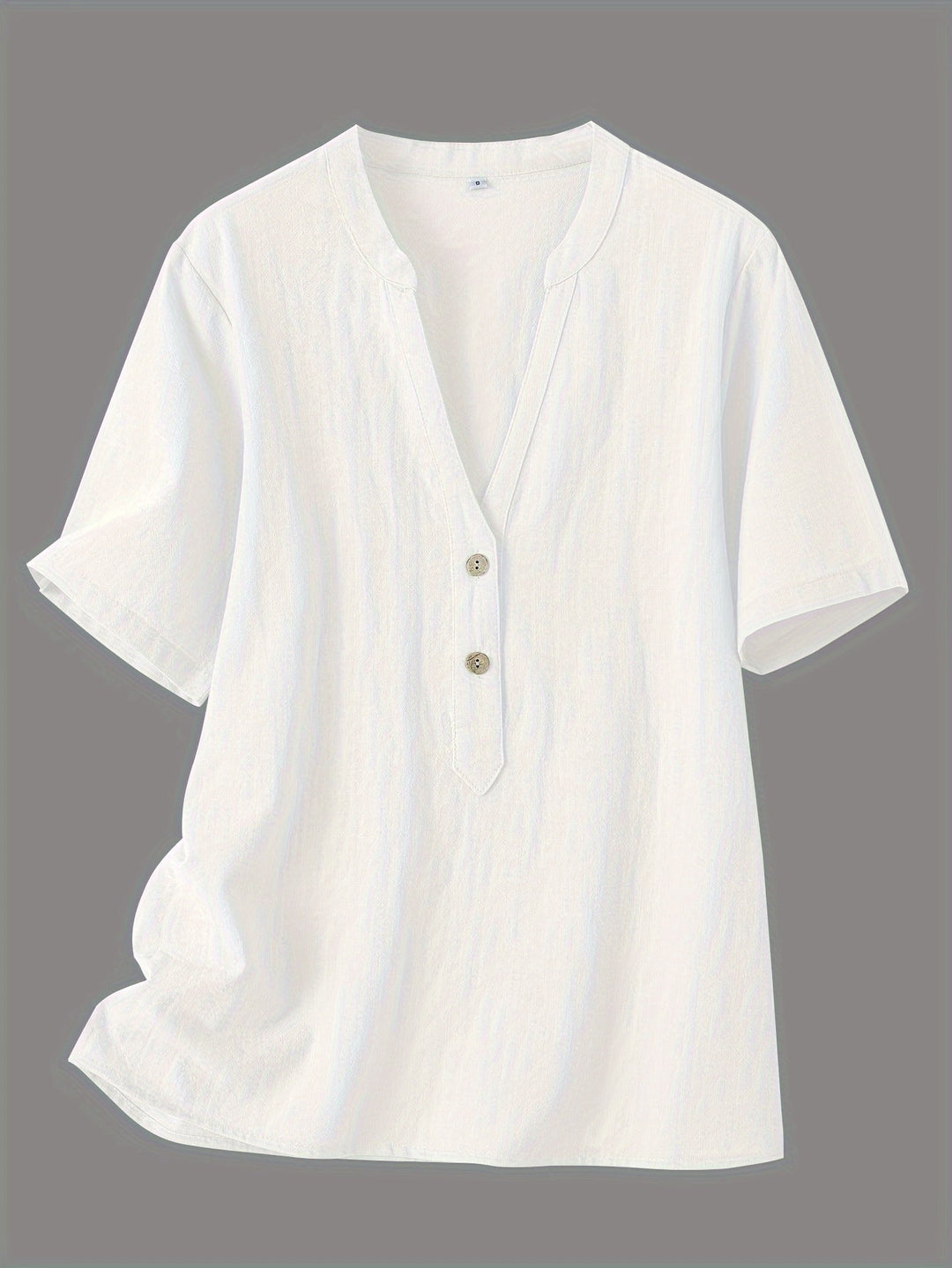 Blusa Elegante con Escote en V y Botones de Madera