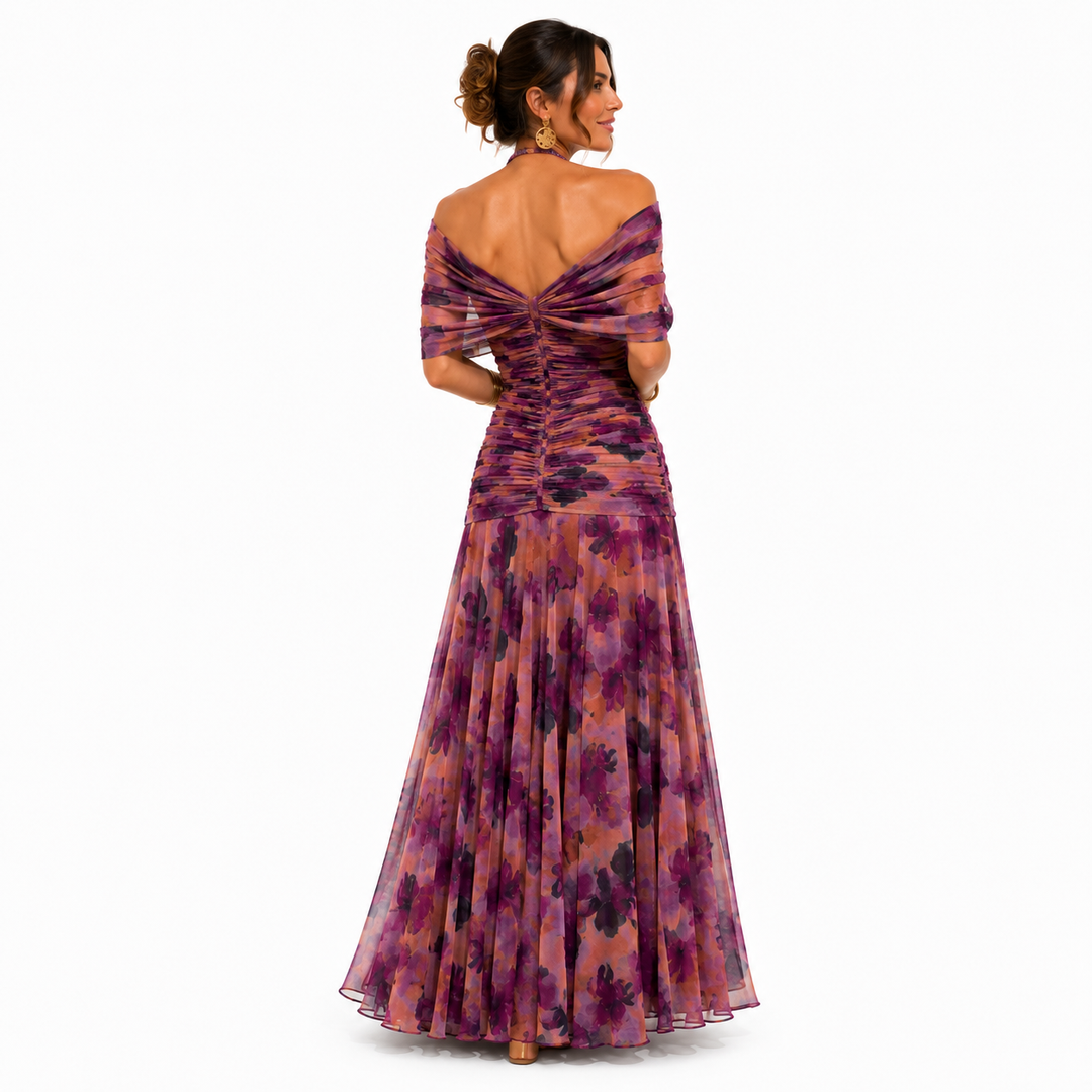 Alondra Vestido Largo con Estampado Floral Fantasía y Escote en V