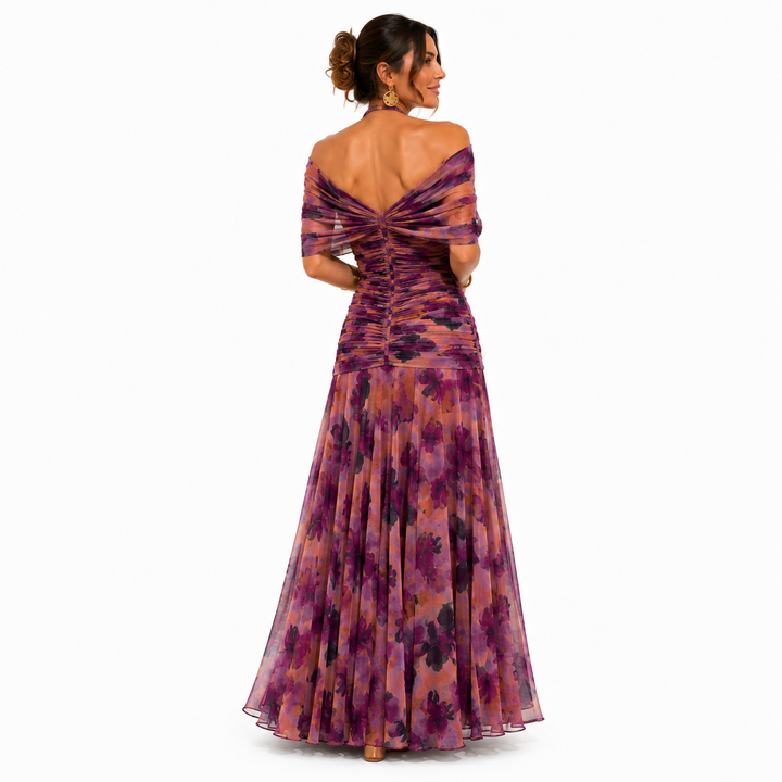 Alondra Vestido Largo con Estampado Floral Fantasía y Escote en V
