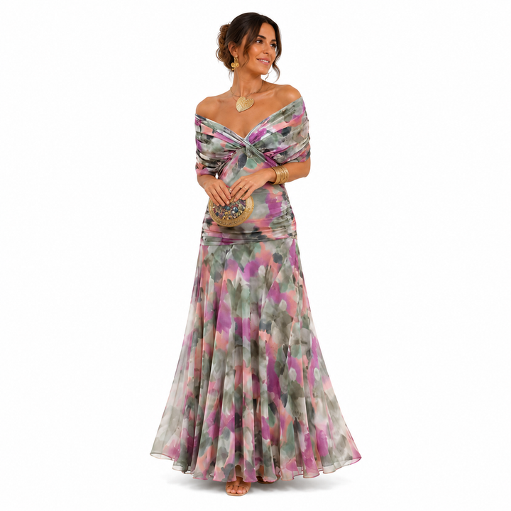 Alondra Vestido Largo con Estampado Floral Fantasía y Escote en V